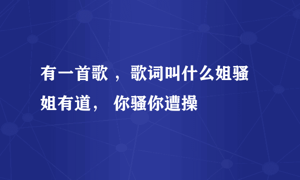 有一首歌 ，歌词叫什么姐骚姐有道， 你骚你遭操