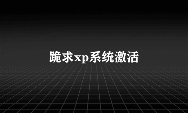 跪求xp系统激活