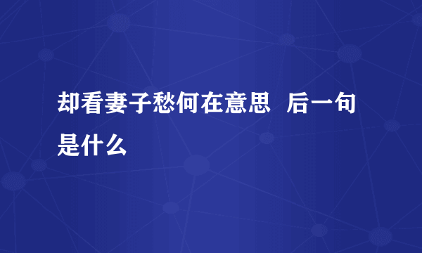 却看妻子愁何在意思  后一句是什么