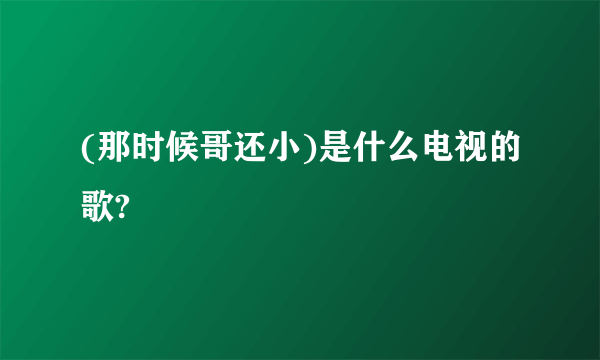 (那时候哥还小)是什么电视的歌?