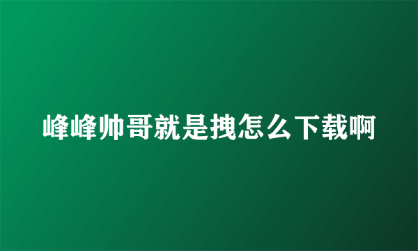 峰峰帅哥就是拽怎么下载啊