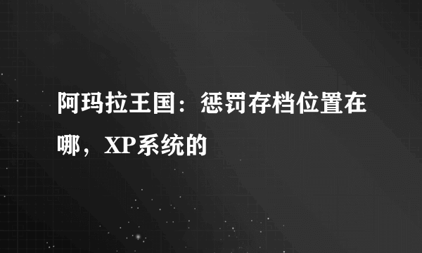 阿玛拉王国：惩罚存档位置在哪，XP系统的