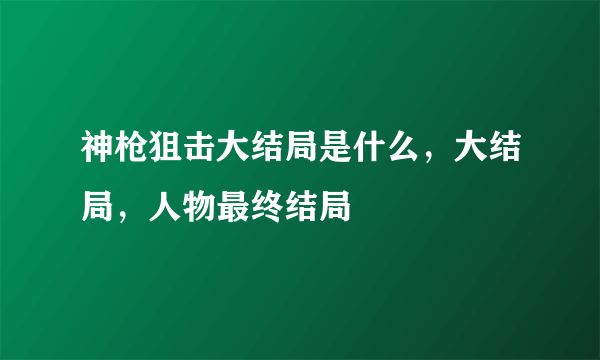 神枪狙击大结局是什么，大结局，人物最终结局