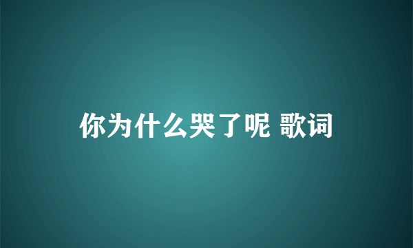 你为什么哭了呢 歌词