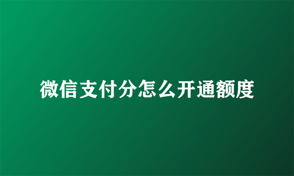 微信支付分怎么开通额度