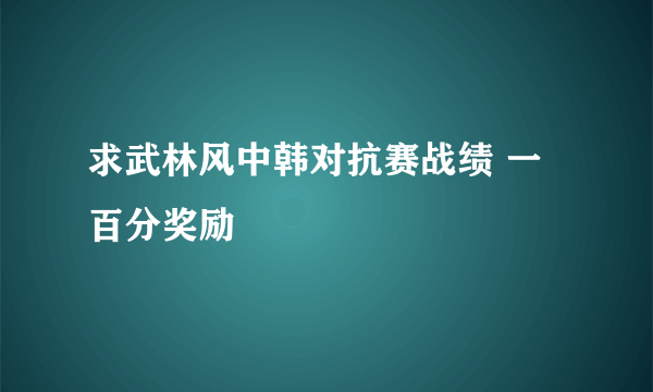 求武林风中韩对抗赛战绩 一百分奖励