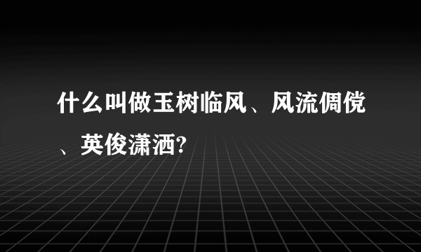 什么叫做玉树临风、风流倜傥、英俊潇洒?