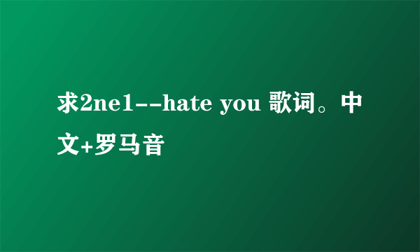 求2ne1--hate you 歌词。中文+罗马音