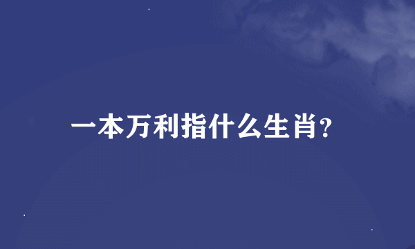 一本万利指什么生肖？