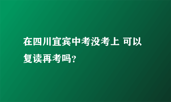 在四川宜宾中考没考上 可以复读再考吗？