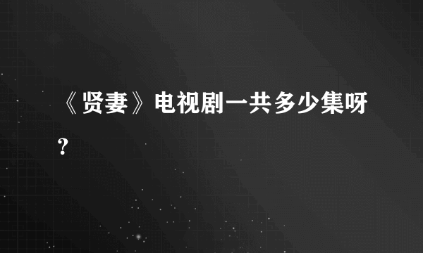 《贤妻》电视剧一共多少集呀？