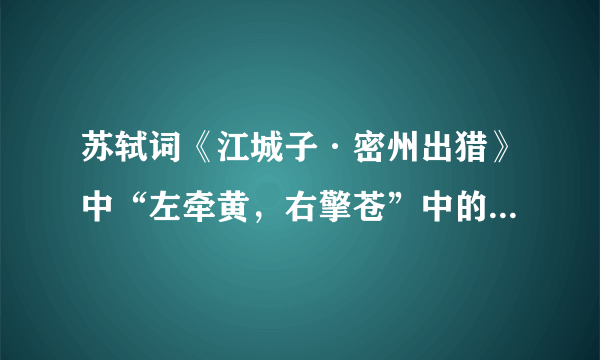 苏轼词《江城子·密州出猎》中“左牵黄，右擎苍”中的“苍”是指苍鹰还是苍天？