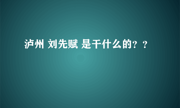 泸州 刘先赋 是干什么的？？