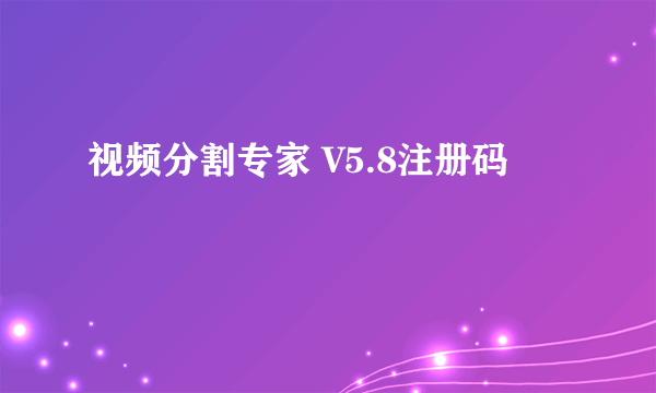 视频分割专家 V5.8注册码