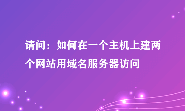 请问：如何在一个主机上建两个网站用域名服务器访问