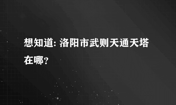 想知道: 洛阳市武则天通天塔在哪？