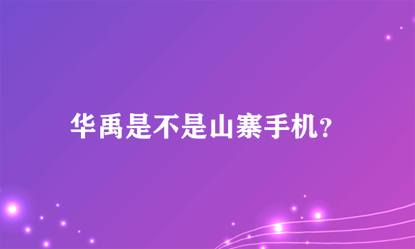 华禹是不是山寨手机？