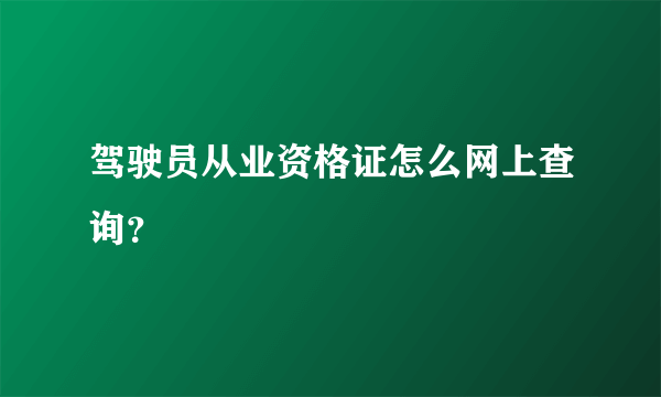 驾驶员从业资格证怎么网上查询？