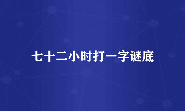 七十二小时打一字谜底