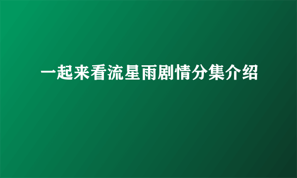 一起来看流星雨剧情分集介绍