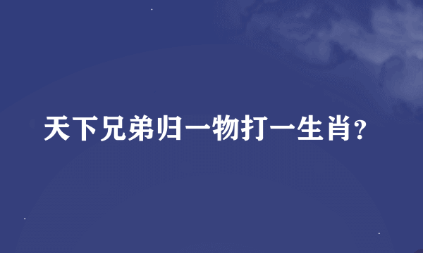 天下兄弟归一物打一生肖？