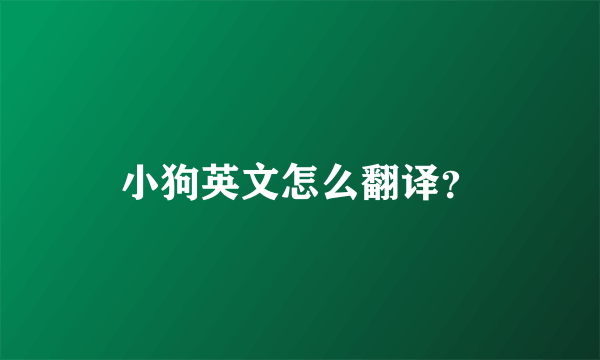 小狗英文怎么翻译？