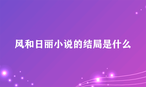 风和日丽小说的结局是什么