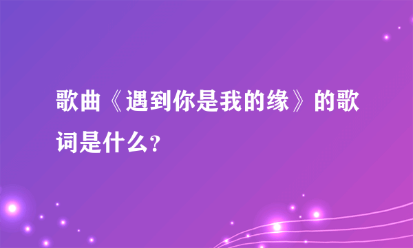 歌曲《遇到你是我的缘》的歌词是什么？