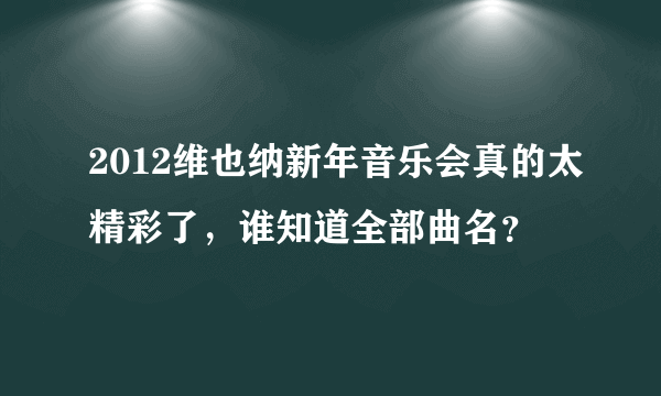 2012维也纳新年音乐会真的太精彩了，谁知道全部曲名？