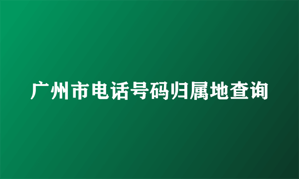 广州市电话号码归属地查询