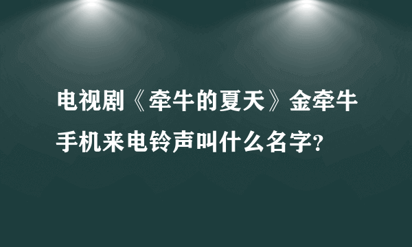 电视剧《牵牛的夏天》金牵牛手机来电铃声叫什么名字？