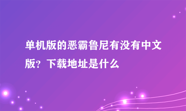 单机版的恶霸鲁尼有没有中文版？下载地址是什么