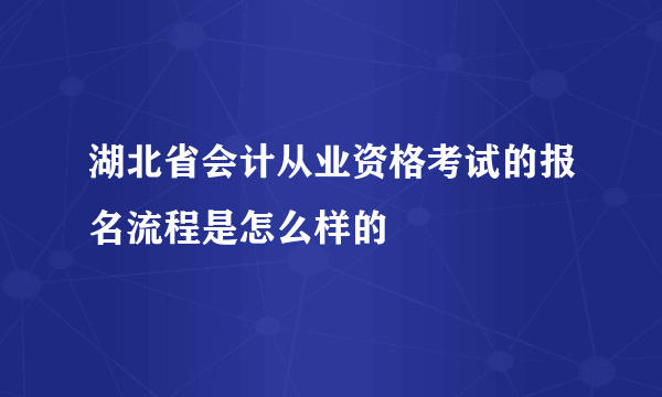 湖北省会计从业资格考试的报名流程是怎么样的