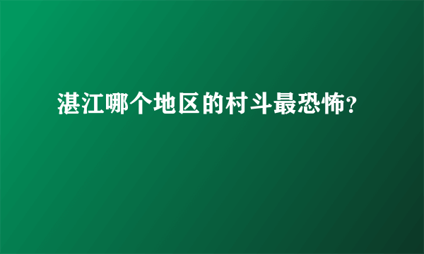 湛江哪个地区的村斗最恐怖？