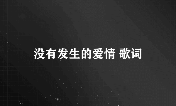 没有发生的爱情 歌词