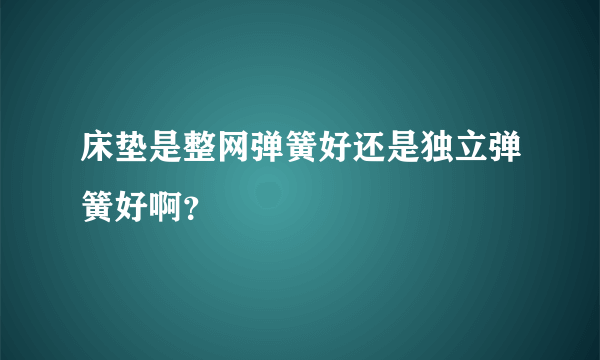 床垫是整网弹簧好还是独立弹簧好啊？