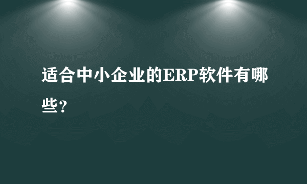 适合中小企业的ERP软件有哪些？