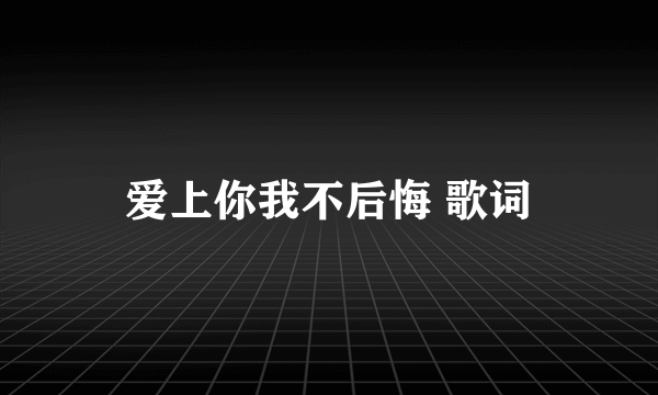 爱上你我不后悔 歌词