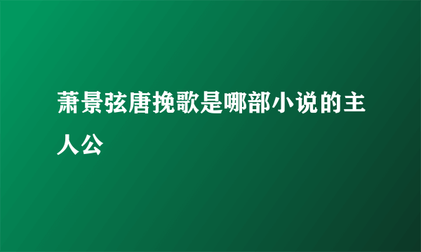 萧景弦唐挽歌是哪部小说的主人公