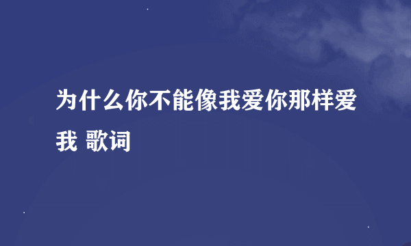 为什么你不能像我爱你那样爱我 歌词