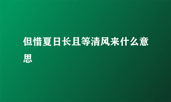 但惜夏日长且等清风来什么意思