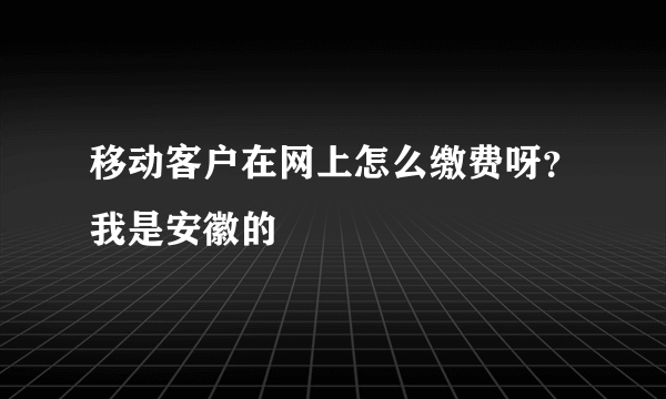 移动客户在网上怎么缴费呀？我是安徽的