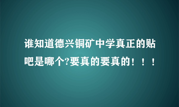 谁知道德兴铜矿中学真正的贴吧是哪个?要真的要真的！！！