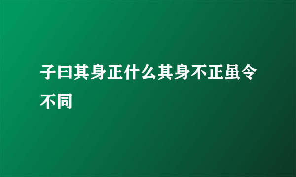 子曰其身正什么其身不正虽令不同