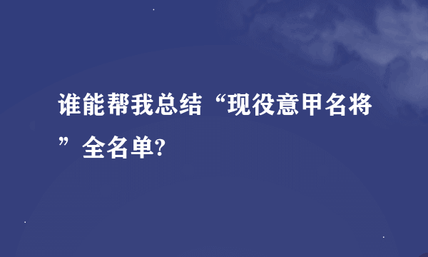 谁能帮我总结“现役意甲名将”全名单?