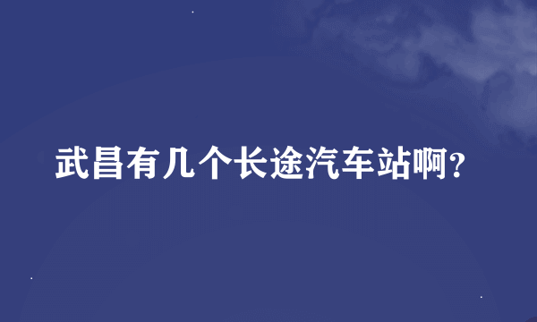 武昌有几个长途汽车站啊？