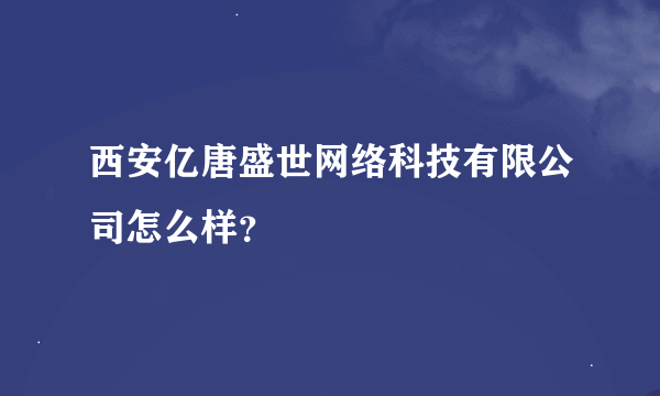 西安亿唐盛世网络科技有限公司怎么样？