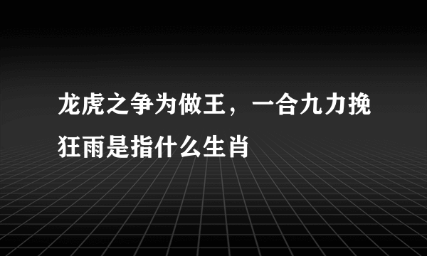 龙虎之争为做王，一合九力挽狂雨是指什么生肖