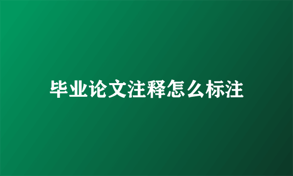 毕业论文注释怎么标注