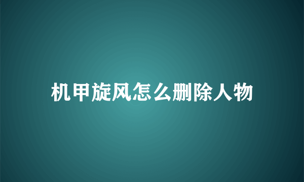 机甲旋风怎么删除人物